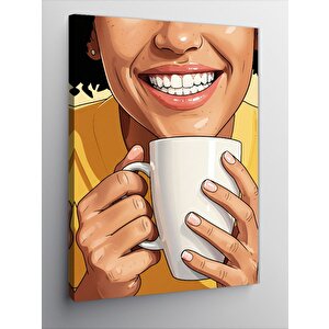 Kanvas Tablo Sıcak Kahve Gülüşü 70x100 cm