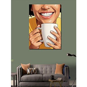 Kanvas Tablo Sıcak Kahve Gülüşü 70x100 cm