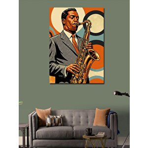 Kanvas Tablo Caz Müzisyeni Saksafonla 100x140 cm