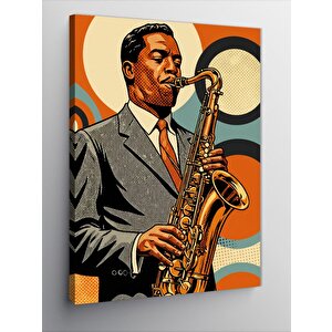 Kanvas Tablo Caz Müzisyeni Saksafonla 50x70 cm