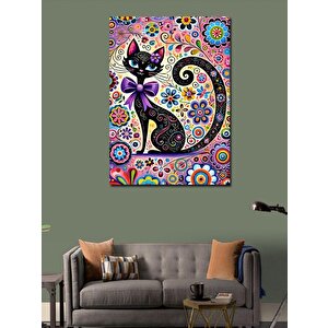 Kanvas Tablo Renkli Kedi Ve Soyut Sanat 50x70 cm
