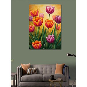Kanvas Tablo Renkli Lale Çiçekleri 50x70 cm