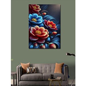 Kanvas Tablo Çiçek Desenli Soyut Tasarım 50x70 cm