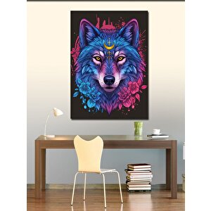 Kanvas Tablo Mavi Kurt Bakışı 100x140 cm
