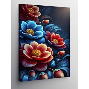 Kanvas Tablo Çiçek Desenli Soyut Tasarım 70x100 cm