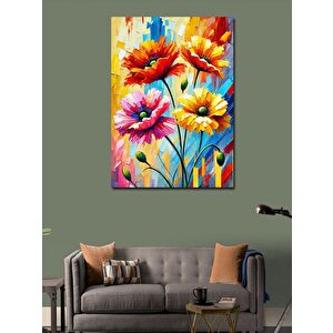 Kanvas Tablo Renkli Çiçek Deseni 100x140 cm
