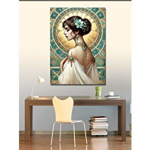Kanvas Tablo Vintage Kadın Ve Çiçek Deseni 100x140 cm