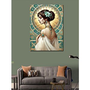 Kanvas Tablo Vintage Kadın Ve Çiçek Deseni 100x140 cm