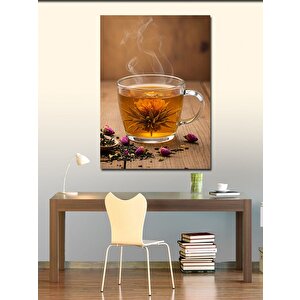 Kanvas Tablo Çay Ve Çiçek Motifi 100x140 cm