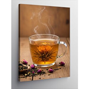 Kanvas Tablo Çay Ve Çiçek Motifi 50x70 cm