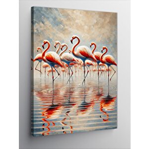 Kanvas Tablo Flamingolar Ve Su Yansımaları 100x140 cm