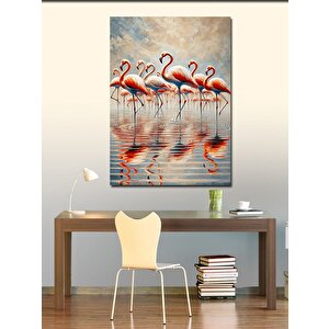 Kanvas Tablo Flamingolar Ve Su Yansımaları 100x140 cm