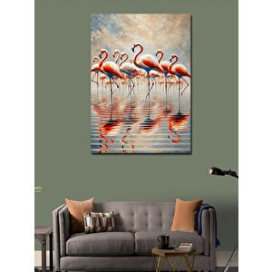 Kanvas Tablo Flamingolar Ve Su Yansımaları 100x140 cm