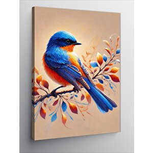 Kanvas Tablo Mavi Kuş Ve Çiçek Dalı 50x70 cm