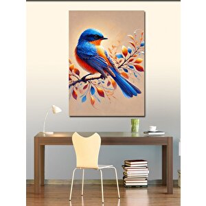 Kanvas Tablo Mavi Kuş Ve Çiçek Dalı 50x70 cm