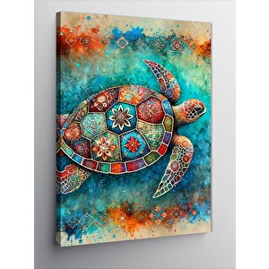 Kanvas Tablo Renkli Mozaik Kaplumbağa 50x70 cm