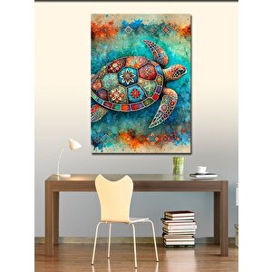 Kanvas Tablo Renkli Mozaik Kaplumbağa 50x70 cm