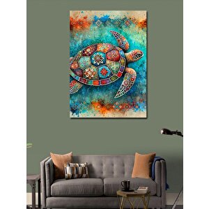 Kanvas Tablo Renkli Mozaik Kaplumbağa 50x70 cm