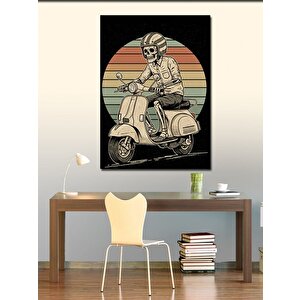 Kanvas Tablo Vintage Scooter Ve Çizgiler 100x140 cm