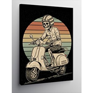 Kanvas Tablo Vintage Scooter Ve Çizgiler 50x70 cm