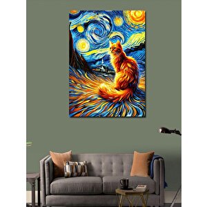 Kanvas Tablo Van Gogh Tarzı Kedi 70x100 cm