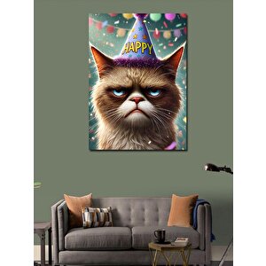 Kanvas Tablo Doğum Günü Kedisi 70x100 cm