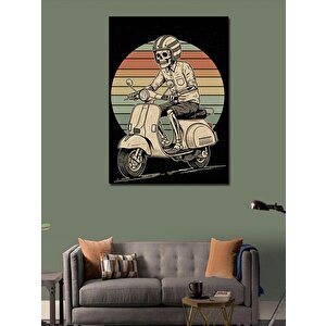 Kanvas Tablo Vintage Scooter Ve Çizgiler 70x100 cm