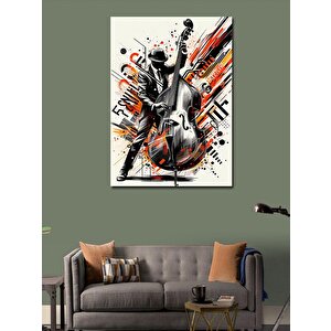 Kanvas Tablo Caz Müzisyeni Ve Renkli Vuruşlar 100x140 cm