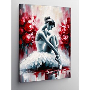 Kanvas Tablo Balerin Ve Kırmızı Çiçekler 100x140 cm