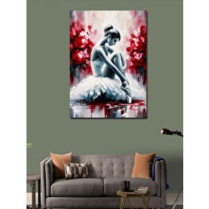 Kanvas Tablo Balerin Ve Kırmızı Çiçekler 100x140 cm