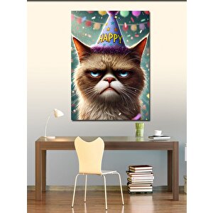 Kanvas Tablo Doğum Günü Kedisi 50x70 cm