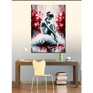 Kanvas Tablo Balerin Ve Kırmızı Çiçekler 50x70 cm