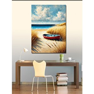 Kanvas Tablo Plaj Ve Tekne 100x140 cm