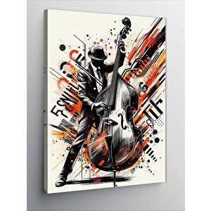 Kanvas Tablo Caz Müzisyeni Ve Renkli Vuruşlar 50x70 cm