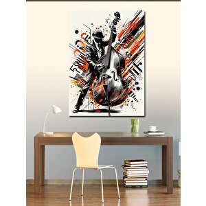 Kanvas Tablo Caz Müzisyeni Ve Renkli Vuruşlar 50x70 cm