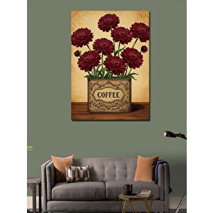 Kanvas Tablo Kahve Kutusunda Kırmızı Çiçekler 100x140 cm