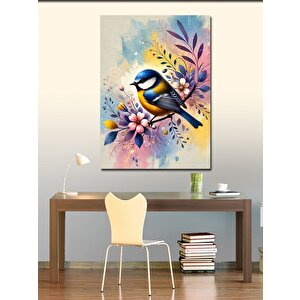 Kanvas Tablo Çiçek Dalında Mavi Kuş 50x70 cm