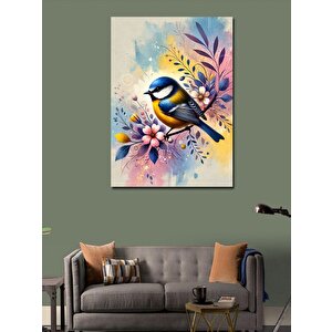 Kanvas Tablo Çiçek Dalında Mavi Kuş 50x70 cm