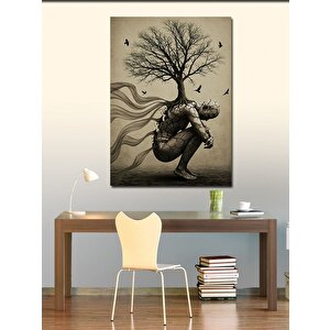 Kanvas Tablo Kuru Ağaç Ve Adam 70x100 cm
