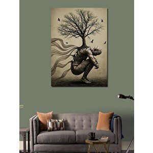 Kanvas Tablo Kuru Ağaç Ve Adam 70x100 cm