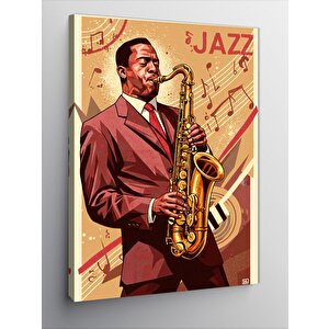 Kanvas Tablo Caz Saksafon Çizimi 100x140 cm