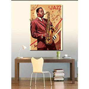 Kanvas Tablo Caz Saksafon Çizimi 100x140 cm