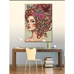 Kanvas Tablo Çiçeklerle Süslü Kadın Portresi 70x100 cm