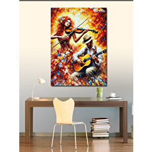 Kanvas Tablo Renkli Müzik Performansı 70x100 cm