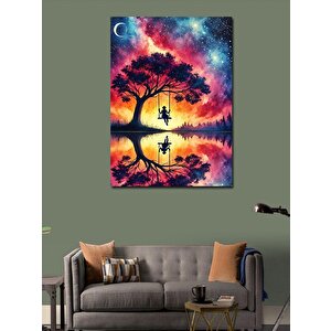 Kanvas Tablo Kozmik Ağaç Ve Yansımalar 50x70 cm