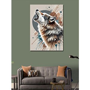 Kanvas Tablo Uluyan Kurt Ve Doğanın Gücü 100x140 cm