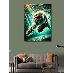 Kanvas Tablo Suda Saldıran Kaplan 50x70 cm