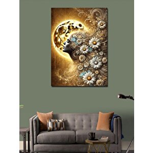 Kanvas Tablo Ay Ve Çiçek Deseni 70x100 cm