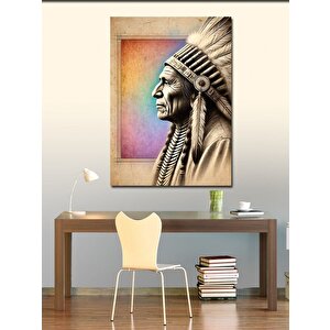Kanvas Tablo Kızılderili Şef Ve Soyut Arka Plan 50x70 cm