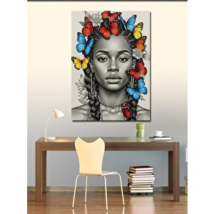 Kanvas Tablo Kelebeklerle Çevrili Kadın Portresi 70x100 cm